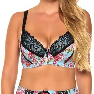 Mierside Teal Floral Bra in 42G